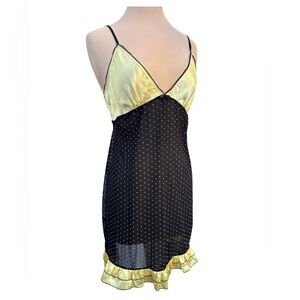 H&M Black Polka Dot Chemise with Yellow Trim